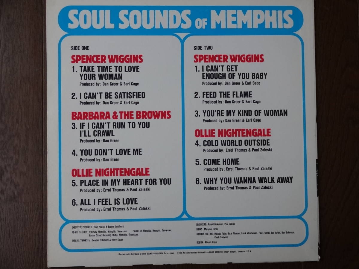 Soul Sound of Memphis　　Spencer Wiggins・Ollie nightengale・Barbara & the Browns　　Vivid Sound VS1026日本盤_画像2