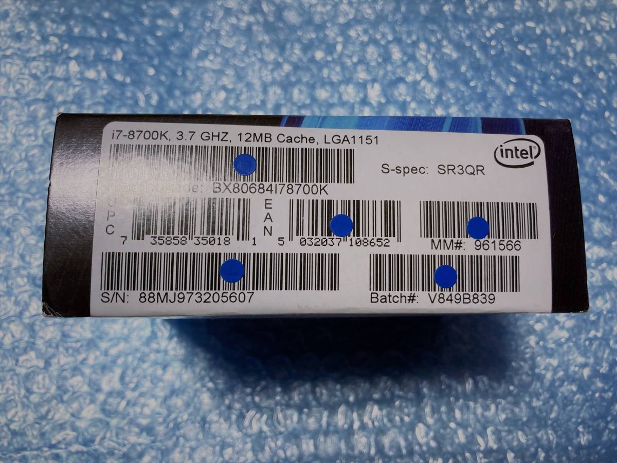 未使用未開封◇Intel CPU Core i7-8700K 3.7GHz 12Mキャッシュ 6コア