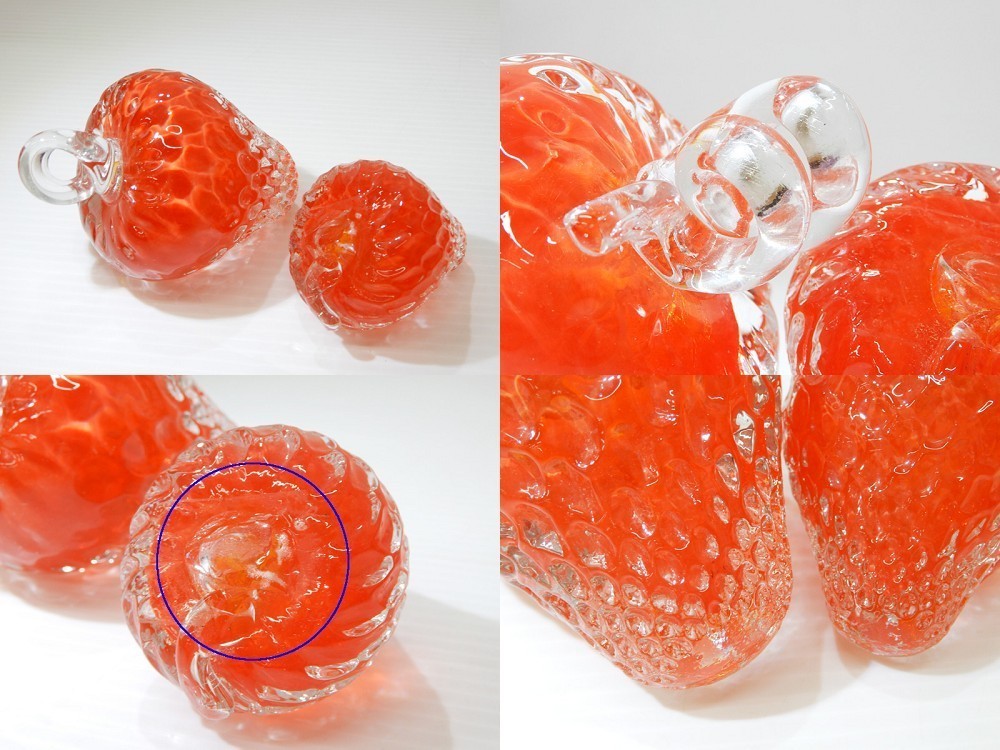 **6 point America made Anton intaglio glass objet d'art strawberry paperweight glass skill ornament weight objet d'art 