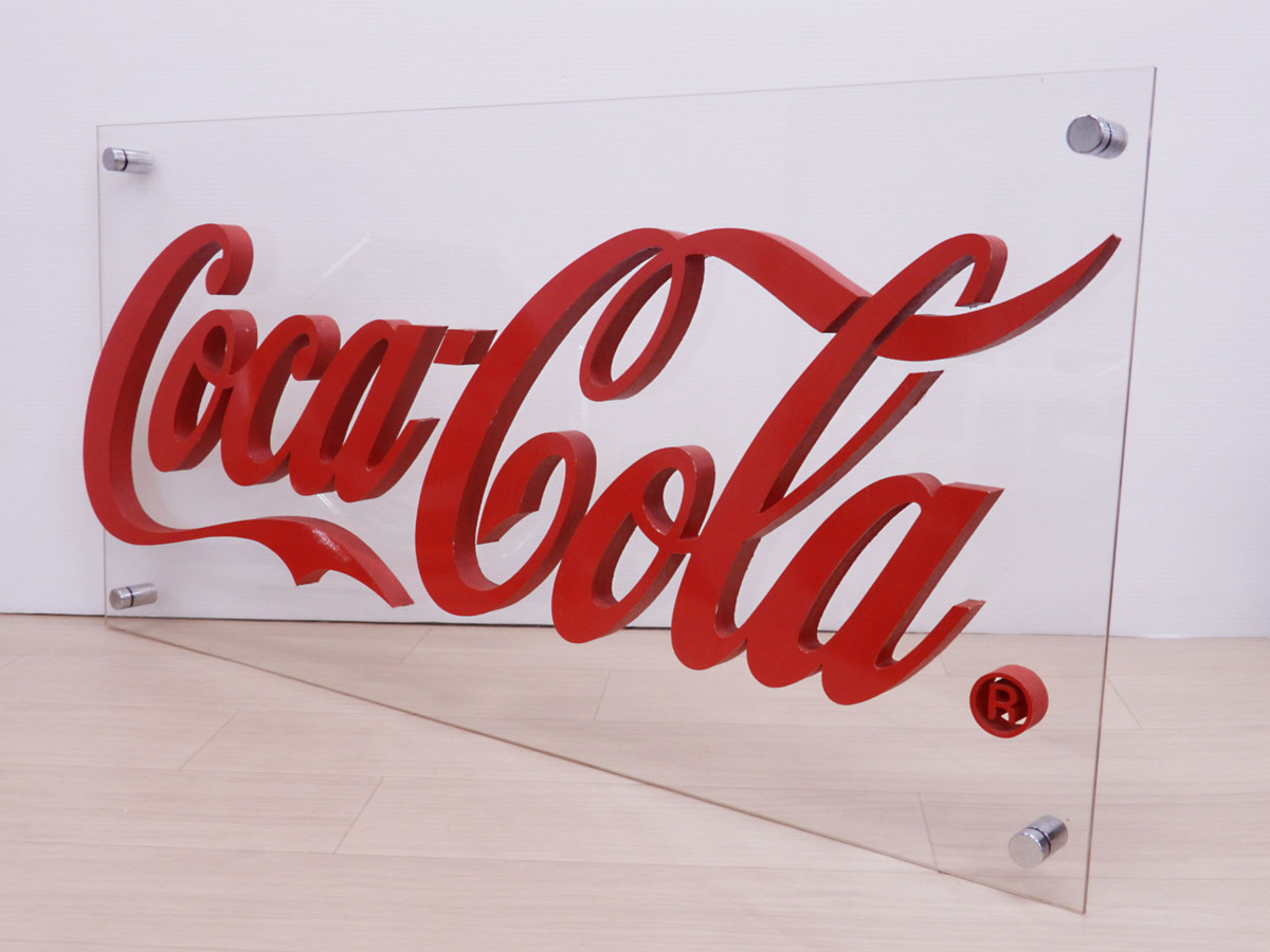 ○ ◎2）レア!コカ・コーラ Coca-Cola 立体ロゴ アクリル板 広告 看板 コカコーラ インテリア ディスプレイ 店舗什器 屋内用 