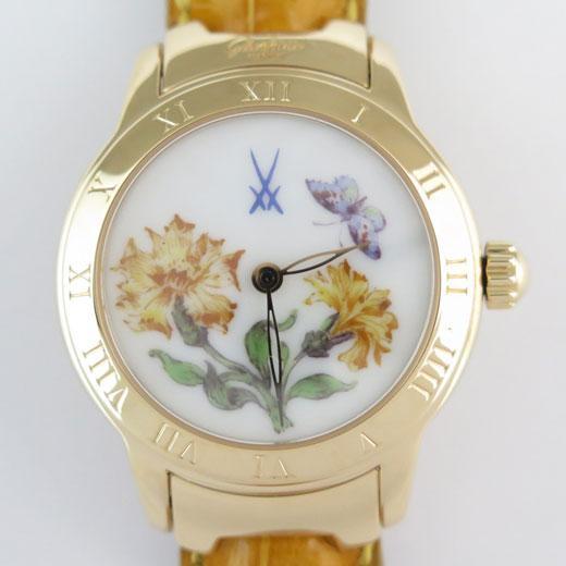 ** rare glass hyute* original reti* Meissen clock / K18RG / wristwatch limitated model Glashutte Original Meissen