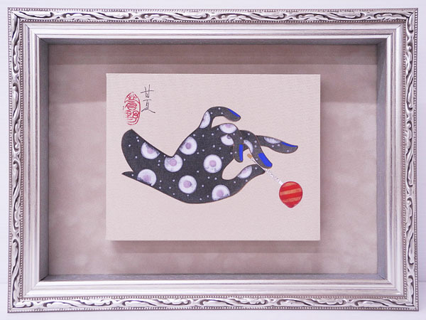 真作 日本画 肉筆 小林恒火子 薊花図 かまきり 自筆サイン 落款 額装 ♯◎ 肉筆 蒼野甘夏 あまいきもち 絹本彩色 日本画 F0号