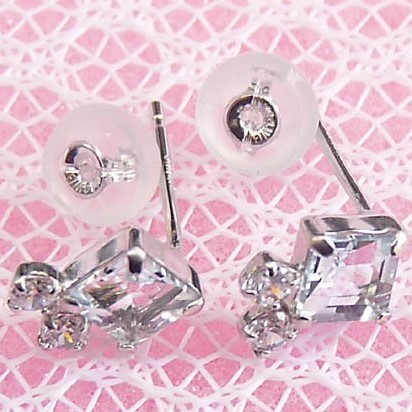 新品】14金/k14/wg/アクアマリンスクエアカット/ジルコニアピアス