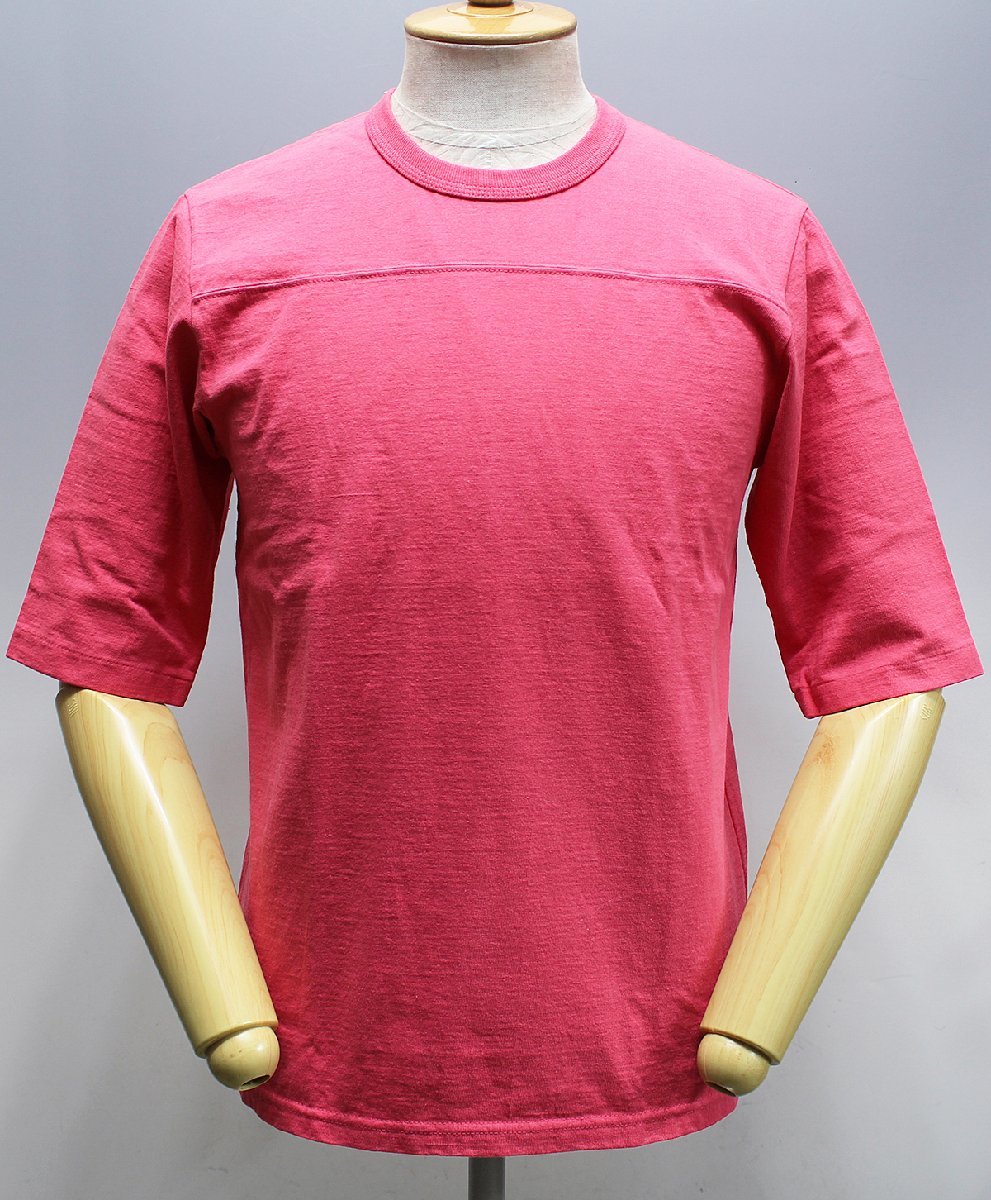 Deluxeware (デラックスウエア) URES-P...FOOTBALL-T PLAIN / 6分袖フットボールTシャツ 無地 美品 FL.PINK size M_画像1