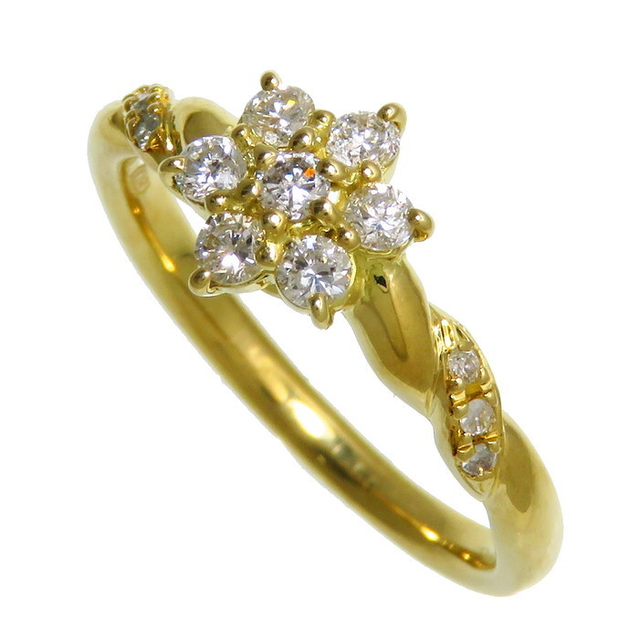 11.5号 花/フラワー ダイヤモンド 計0.30ct リング・指輪 K18ゴールド