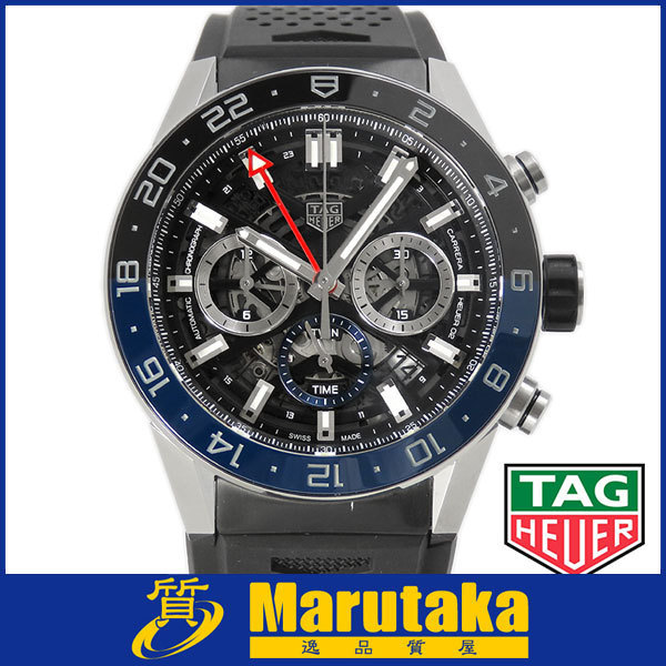 送料無料 TAG Heuer カレラ GMT クロノグラフ CBG2A1Z メーカーO.H.済 タグホイヤー メンズウォッチ 保証書付 逸品質屋 丸高