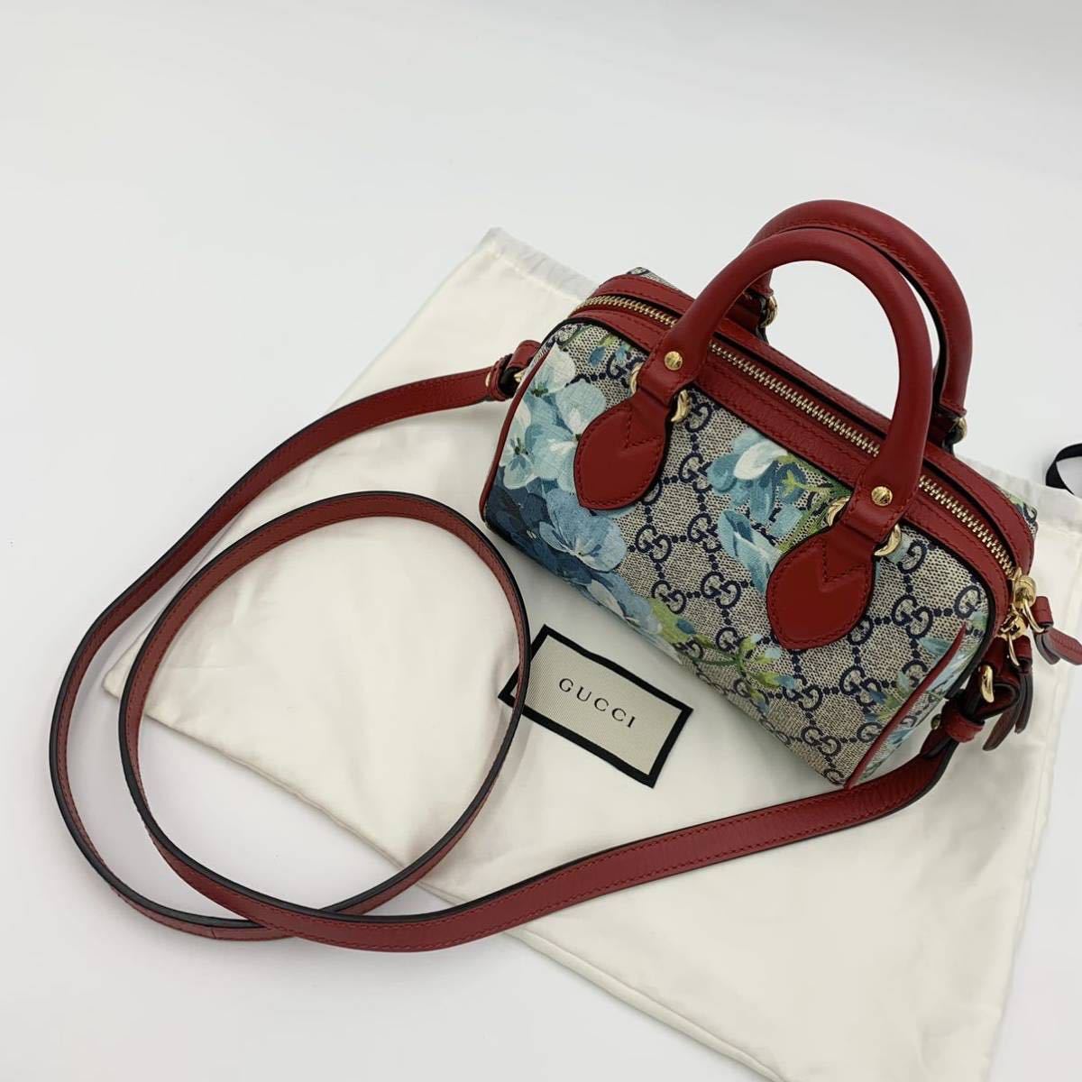 1円~ 希少 極美品 GUCCI グッチ 2way ミニボストン GGブルームス 花柄