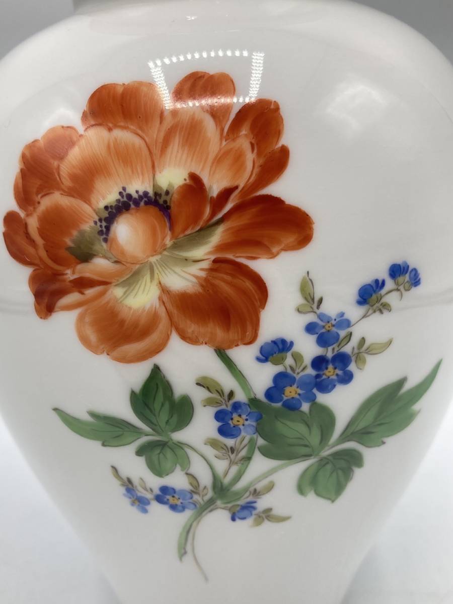 Meissen マイセン　花瓶　フラワーベース　蓋付　　ベーシックフラワー　二つ花　花器　1275-4千_画像7