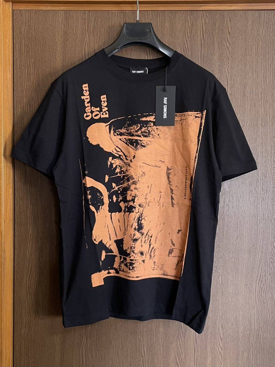 黒S新品 RAF SIMONS Garden of Even プリント Tシャツ 半袖 カットソー 20SS size S 黒 ラフシモンズ メンズ ブラック