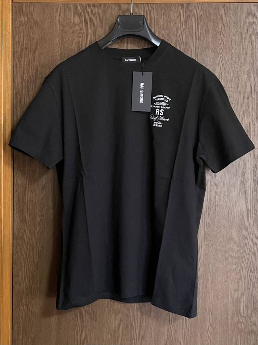 黒S新品 RAF SIMONS RS エンブロイダリー Tシャツ 刺繍 半袖 カットソー 19AW size S 黒 ラフシモンズ メンズ ブラック_画像1