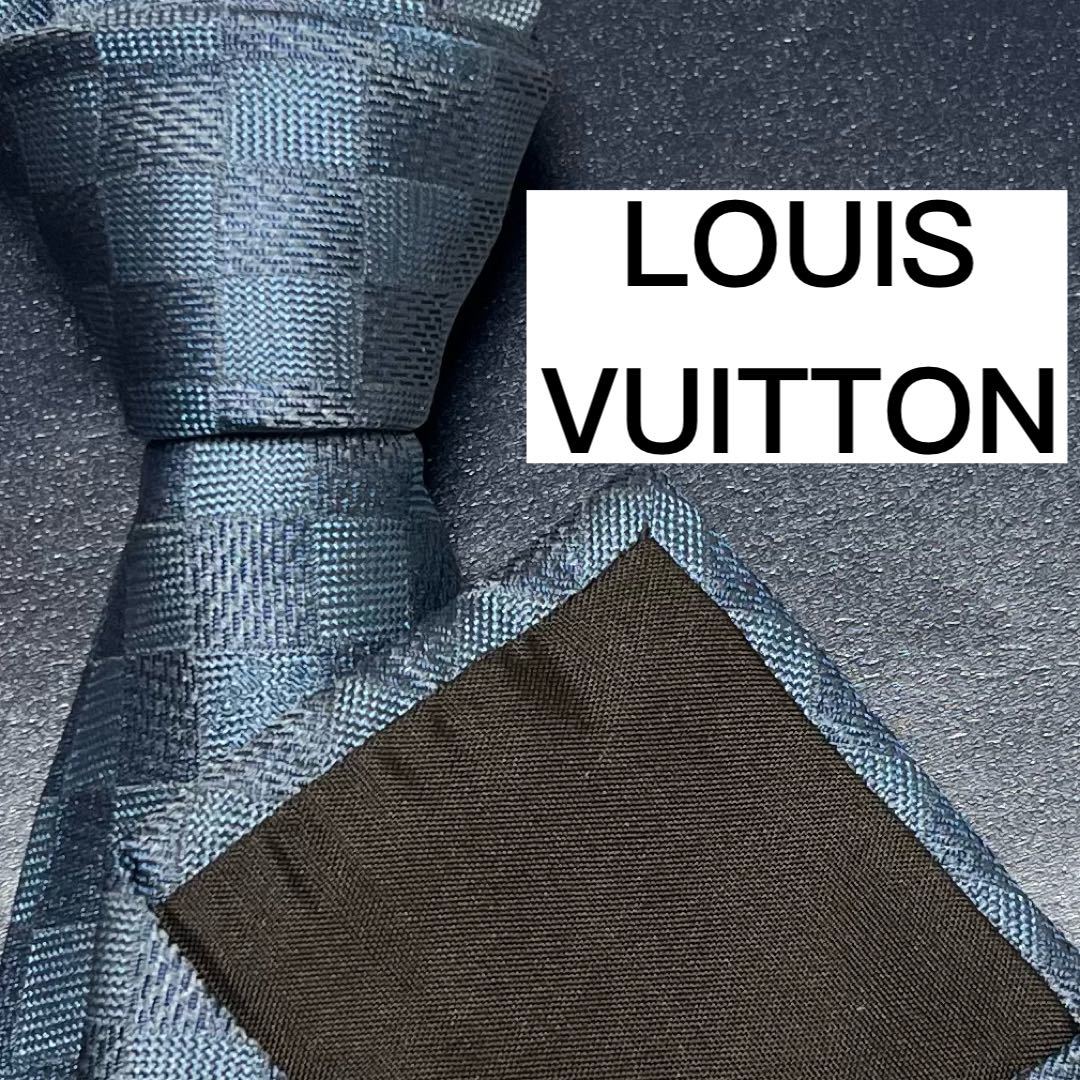 1円 未使用級 ネクタイ シルク100% LOUIS VUITTON ルイヴィトン ロゴ