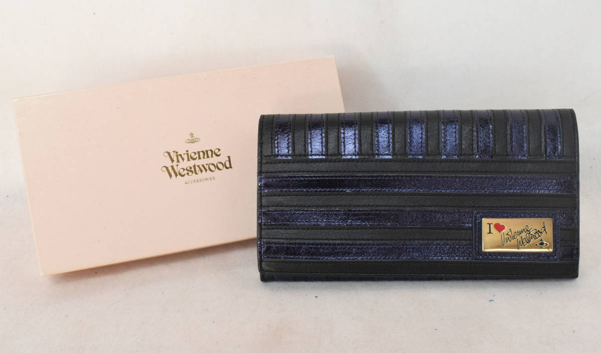 未使用品 Vivienne westwood ヴィヴィアンウエストウッド プレート付き 二つ折り 長財布
