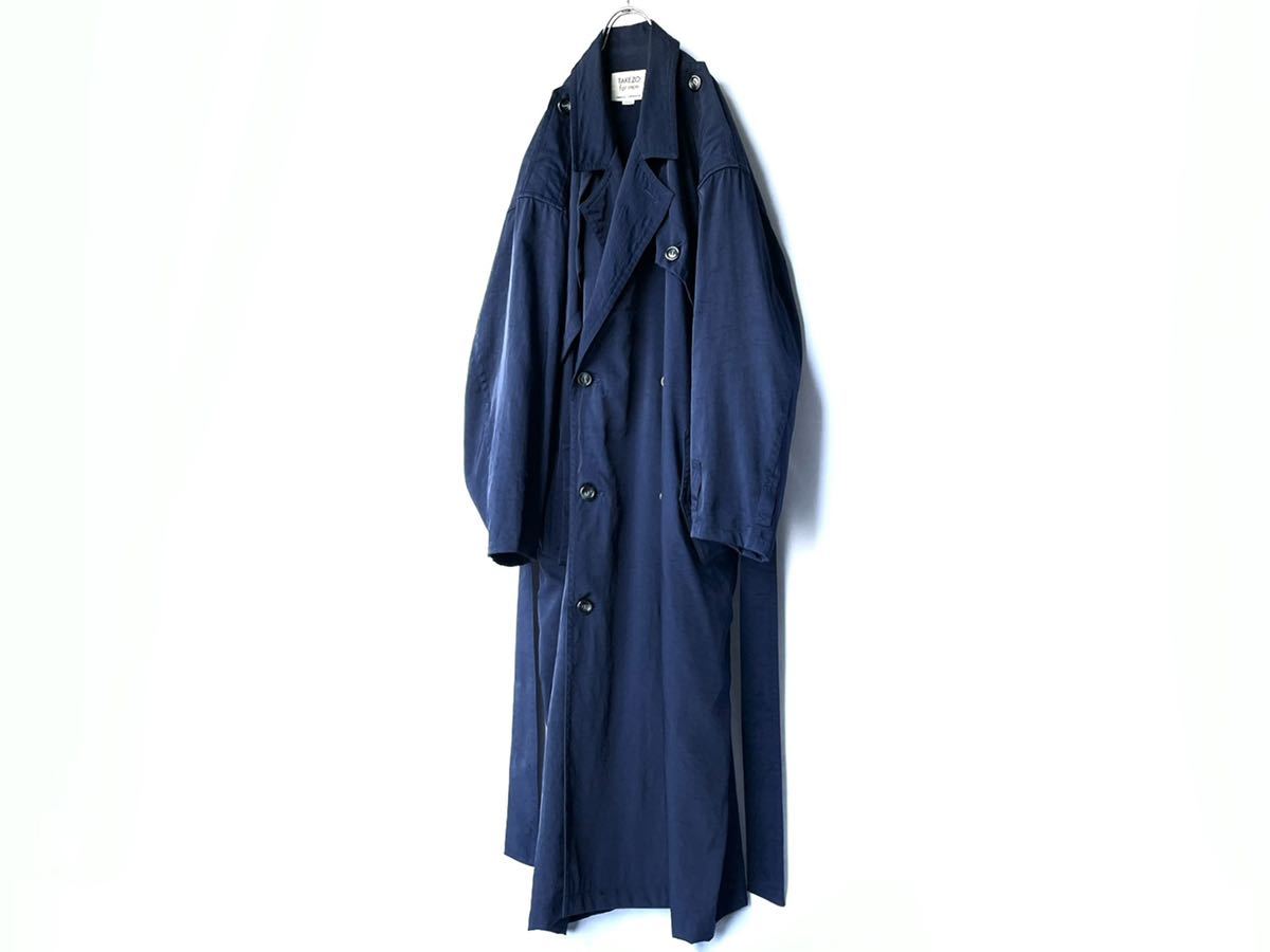 希少 80s 初期 takezo for men タケゾー デザインナイロンコート ロングコート ジャケット ネイビー 紺青 古着ビンテージ70s90s