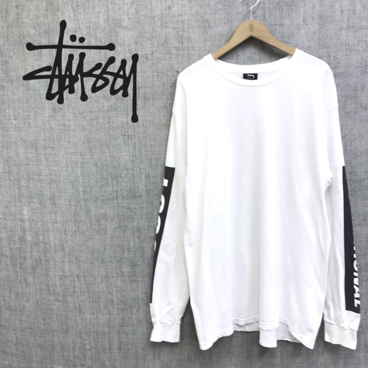 STUSSY ステューシー S ロングTシャツ 長袖 クルーネック メンズ 白