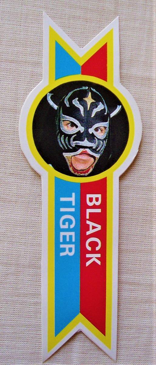  первое поколение Black Tiger Professional Wrestling стикер наклейка ① лента * New Japan Tiger Mask . гора .. гора satoru Showa Retro Vintage SO25