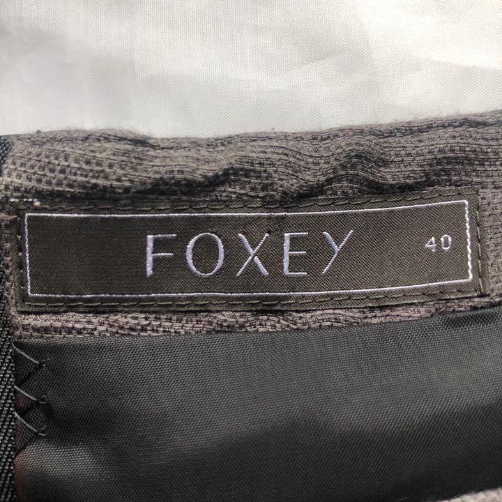 良品】FOXEY リボンフレアワンピース ノースリーブ グログランリボン