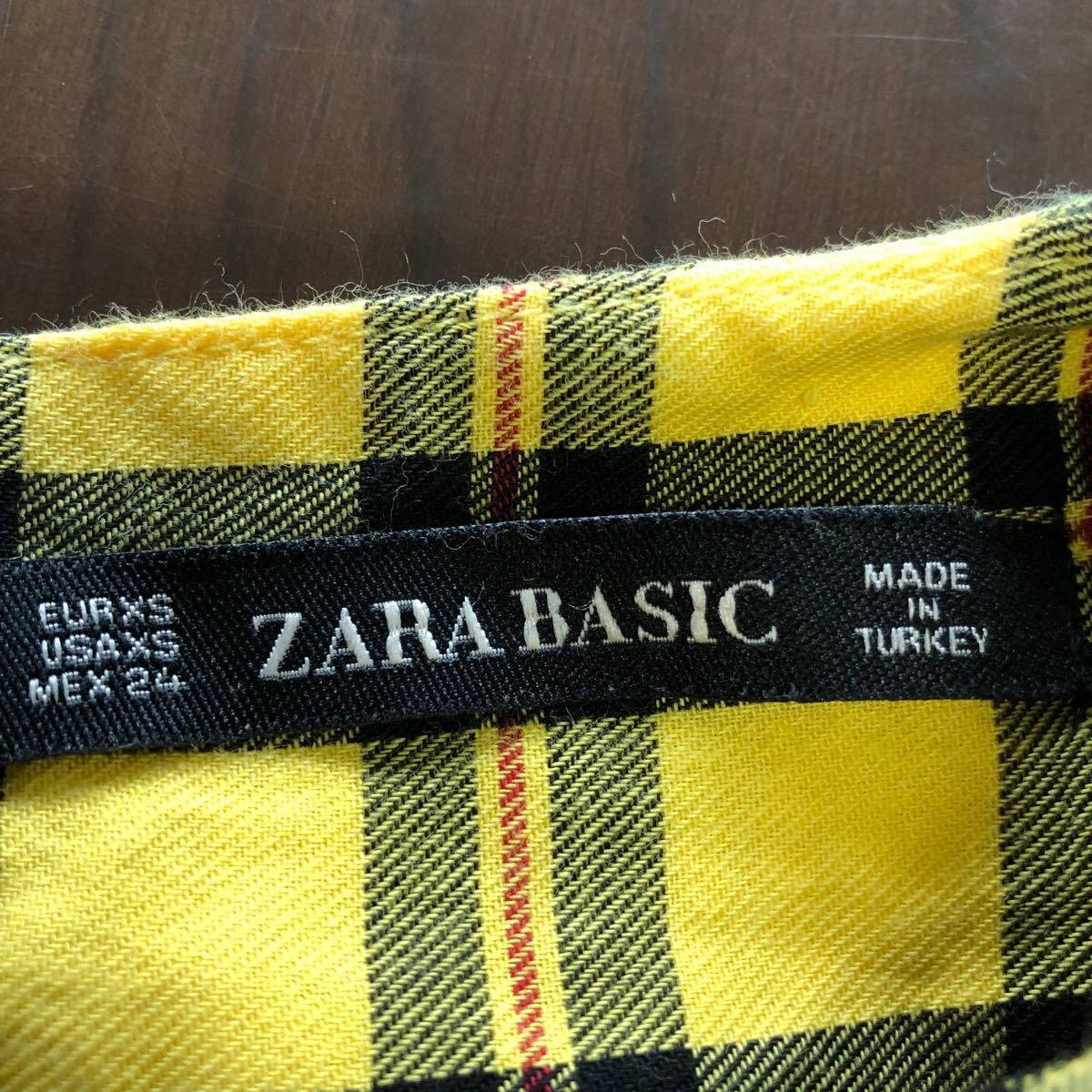 ZARA BASIC  黄色チェックブラウス