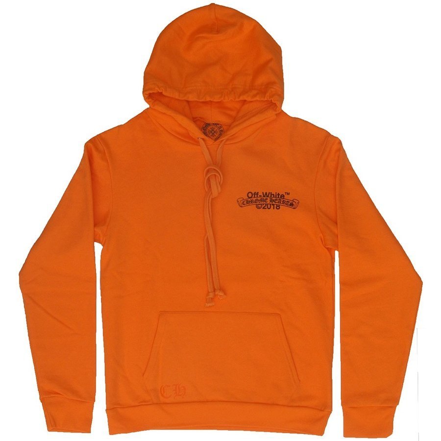 気質アップ クロムハーツ Chrome Hearts OFF-WHITE ORANGE HOODIE