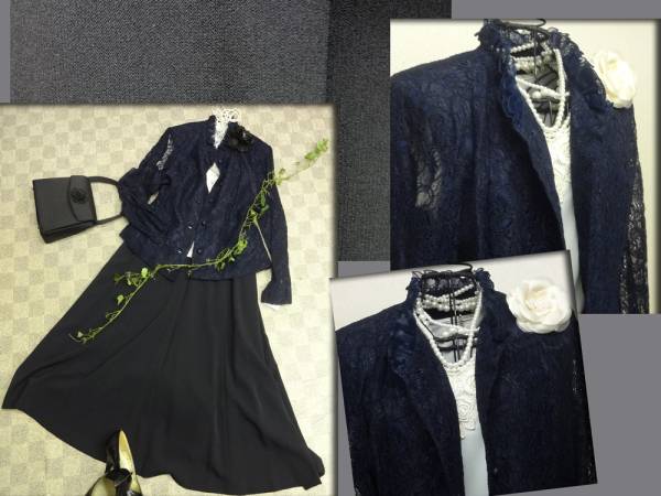 [ immediate bid ] large size 3L dark blue series race long 2p wedding * Event and so on! -graicly-