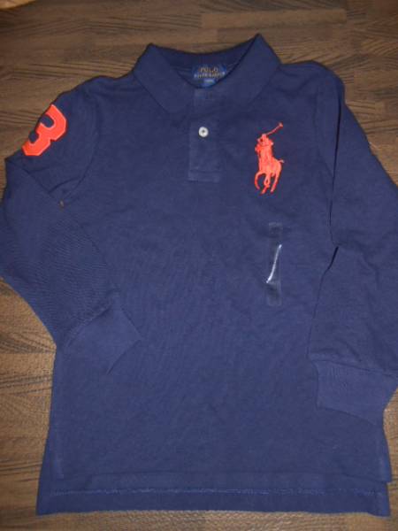 # Ralf # new goods 115cm navy blue color. orange. big po knee polo-shirt with long sleeves postage 215 jpy 