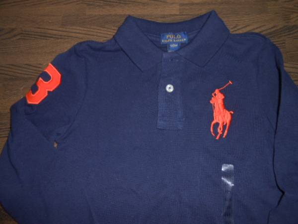 # Ralf # new goods 115cm navy blue color. orange. big po knee polo-shirt with long sleeves postage 215 jpy 