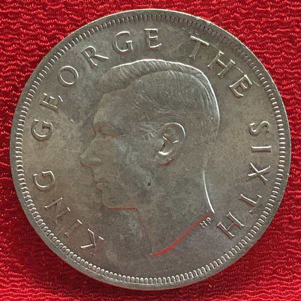 【Eco本舗】英国 ニュージーランド 1949 1クラウン キングジョージ6世 アンティーク コイン 古銭 銀貨 銀 シルバー [s-6]_画像1