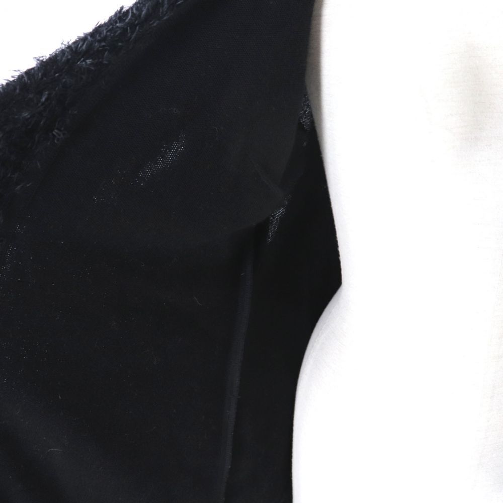 極美品◎正規品 日本製 レオナール ファッション 0327770 レディース シャギーニット使い ロングニットコート ブラック／黒 サイズ40_画像5