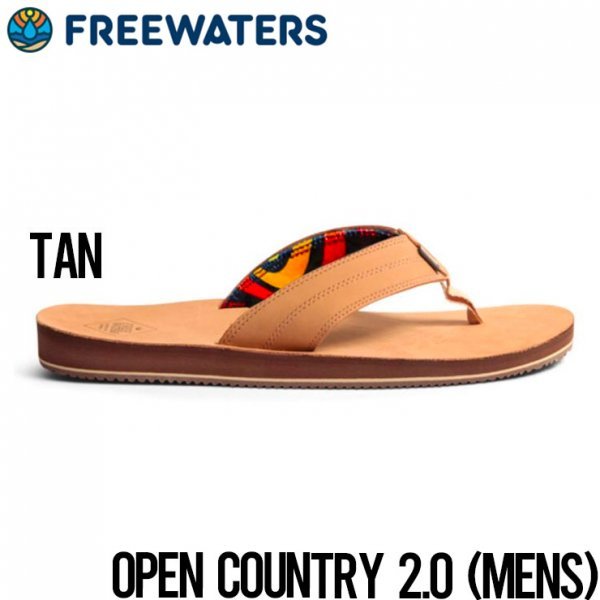 【送料無料】レザーサンダル ビーチサンダル トングサンダル freewaters フリーウォータース Open Country 2.0 (MENS) TAN US10 ( 28cm )