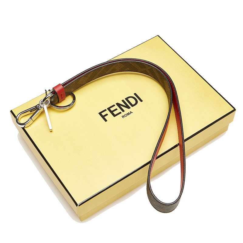 フェンディ ズッカ 7AR872 ブラウン レッド PVC レザー ショルダー