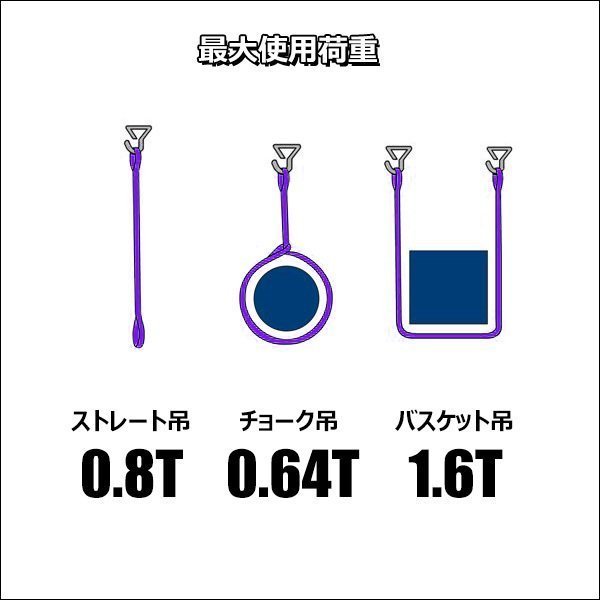 ナイロンスリングベルト【4本セット】幅25mm×5m 耐荷800kg ベルトスリング 紫/22_画像7