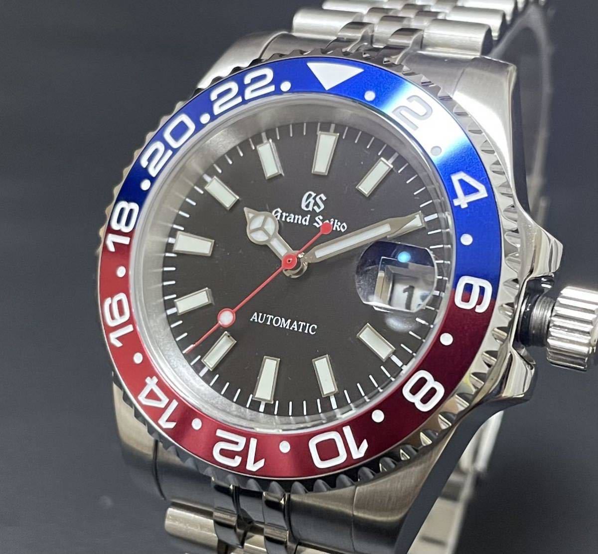 1円～ SEIKO カスタム ダイバーズ 青 赤 GMT mod ブルー レッド 自動巻 ペプシ GS セイコー nh35 seikomod ジュビリー マスター 腕時計_画像1