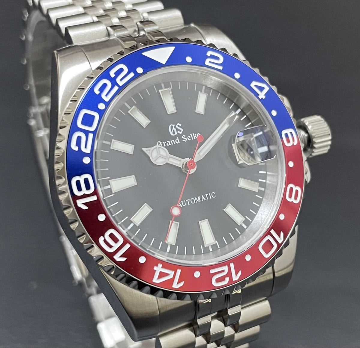 1円～ SEIKO カスタム ダイバーズ 青 赤 GMT mod ブルー レッド 自動巻 ペプシ GS セイコー nh35 seikomod ジュビリー マスター 腕時計_画像2