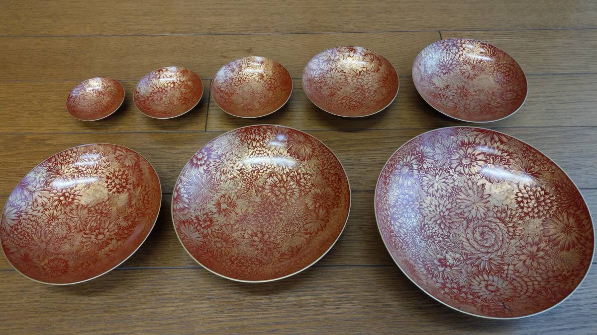 ☆希少 八客盃 金矢 木製 漆塗り 杯 漆器 朱塗 沈金 盃 盃台 酒器 徳利