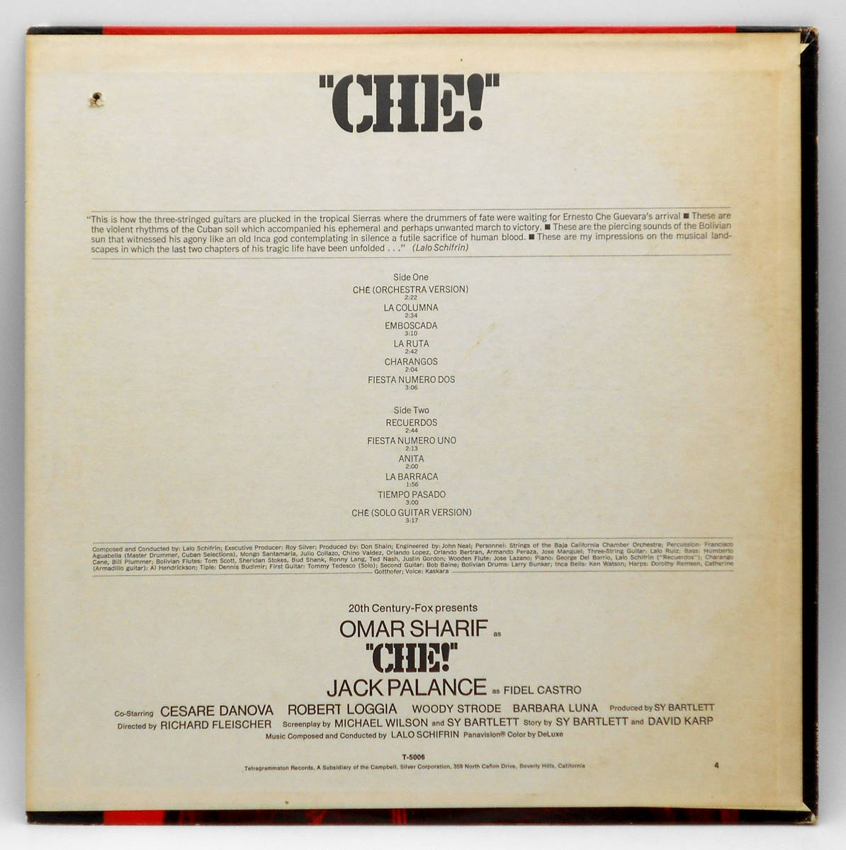 ★良盤 US ORIG LP★LALO SCHIFRIN/Che! 1969年 チェ・ゲバラ伝記映画 傑作サントラ MURO, KASHI DA HANDSOME MIX CD収録 ラテン サルサ_画像2