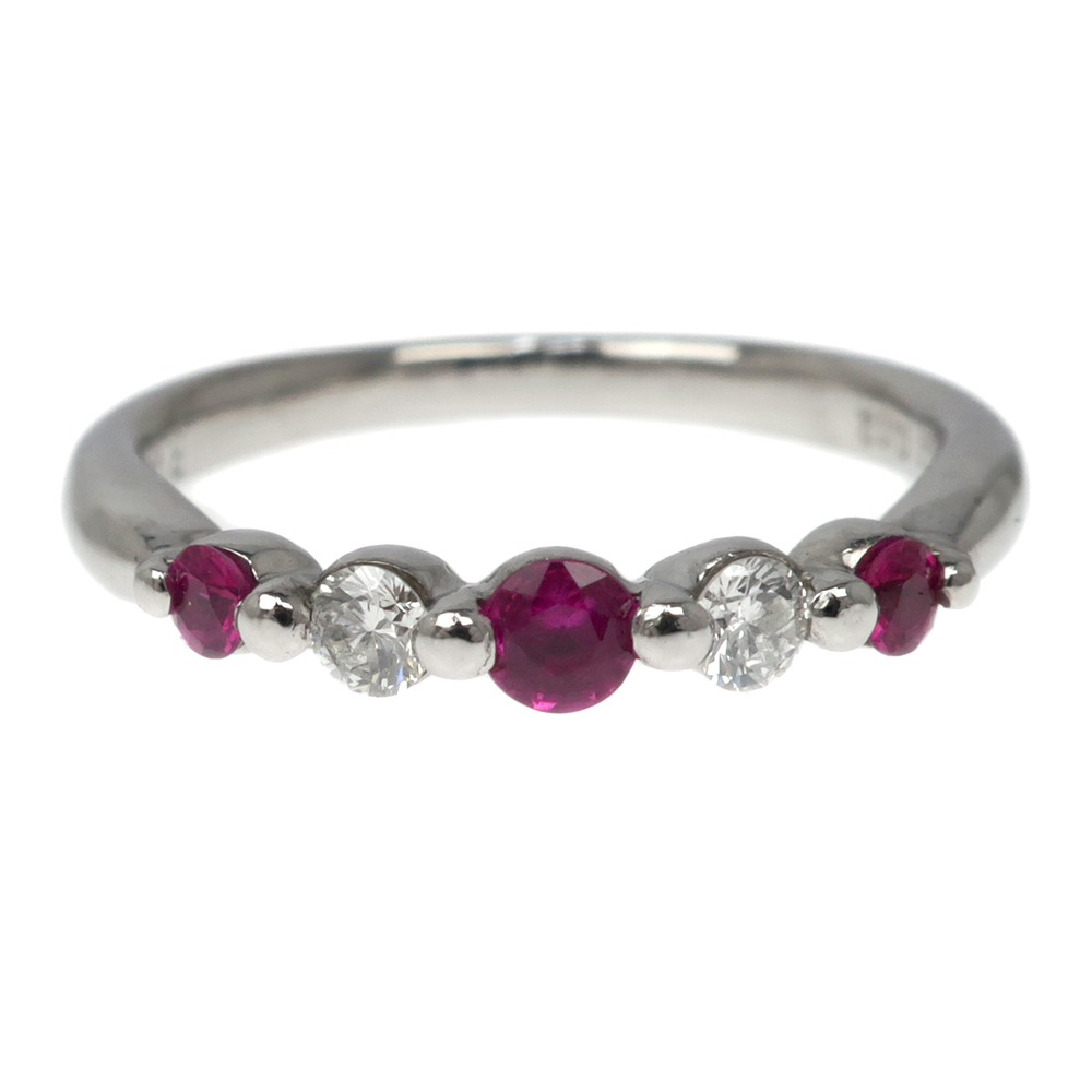 ルビー ペアシェイプカット ダイヤモンド 0.44ct 0.12ct プラチナ
