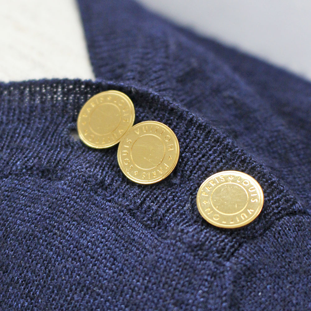 [ Nagoya ][LOUIS VUITTON] Louis Vuitton knitted navy Gold metal fittings wool cashmere silk navy blue XS RW121W