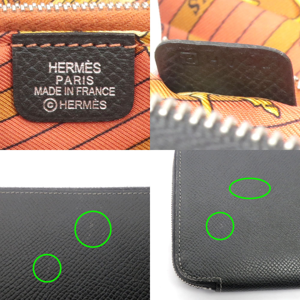 【名東】エルメス アジップ シルクイン ロング 長財布 小銭入有 ヴォーエプソン レザー □R刻印 グラファイト グレー 8
