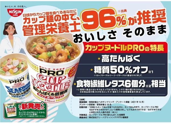 ☆格安☆日清食品 カップヌードルPRO 高たんぱく&低糖質&1日分の食物繊維 74g ×12個　ケース_画像3