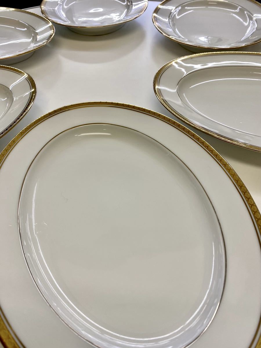 ☆ Noritake　5枚セット　ノリタケ　皿　プレート　洋食器　長皿　飲食店　店舗　金　白　①_画像7