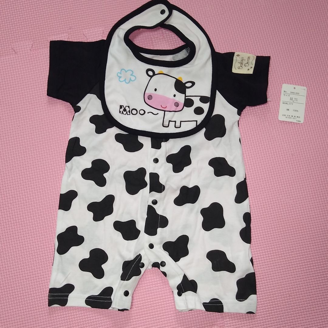 Baby's Dream 　ロンパース　スタイ カバーオール　綿100％　牛　仮装　赤ちゃん　ベビー　出産準備 半袖　ハロウィン
