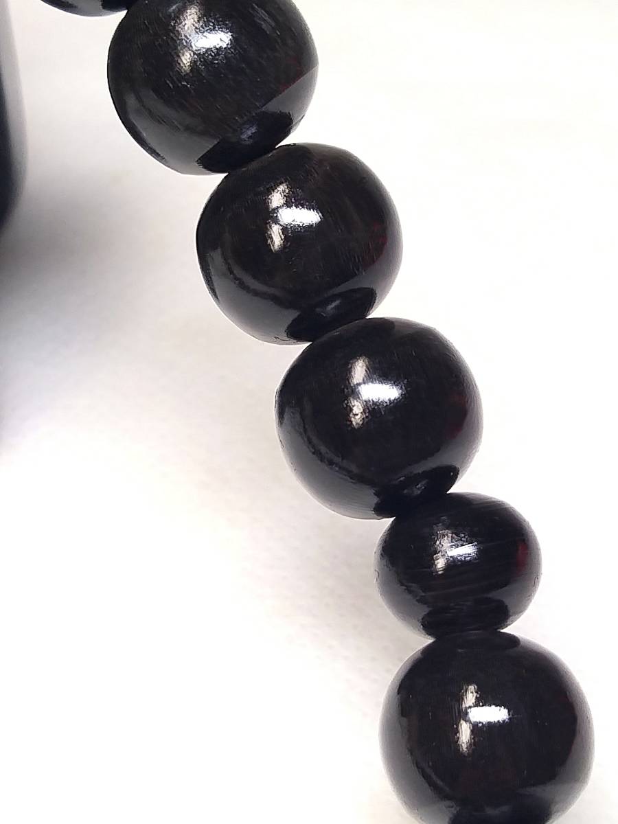 ♪即決【壽】直径15mm天然最高級極品特大粒黒水牛角製数珠 収蔵未使用品 7 _画像6
