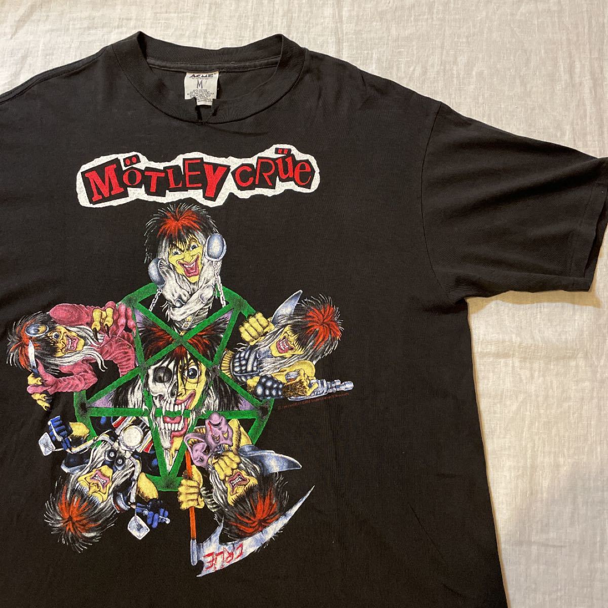 こいい 90s 大きいサイズ XL ☆ Motley Crue プリント 半袖 Tシャツの