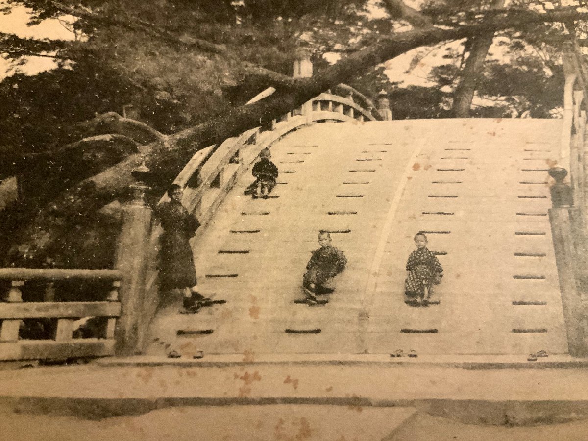 PP-1958 ■送料無料■ 大阪府 住吉反橋 子ども 坊主 橋 人 神社 寺 宗教 絵葉書 写真 印刷物 古写真/くNAら_画像2