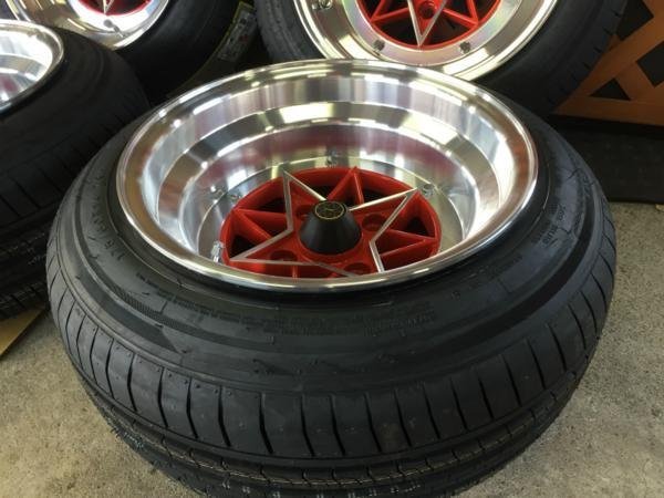 【復刻　スターシャーク】　14×9J　-26　14×10J　-39　4Ｈ-114.3　赤（RED)　175/60Ｒ14/185/55Ｒ14　タイヤセット_画像2