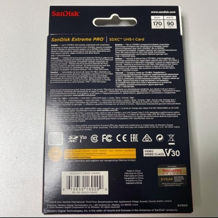新品★64GB SDXCカード SDカードSanDisk Extreme Pro