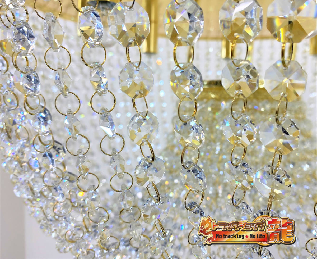 1 jpy ~ immediate payment! goods with special circumstances! Φ63. apple type chandelier hanging full Gold plating crystal beads A11 man. castle deco truck tourist bus C1656S