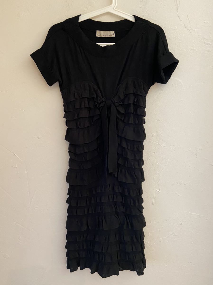 [ free shipping ] used PAOLA FRANI Paola Frani One-piece dress Italy made size 40