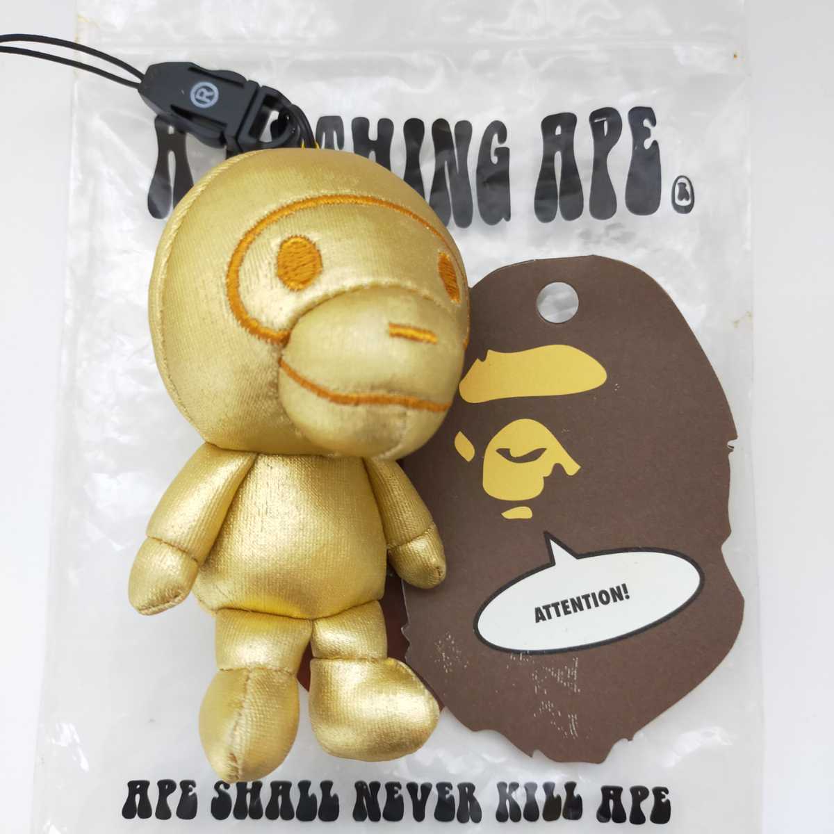 a bathing ape ア ベイシング エイプ baby milo ベビーマイロ モバイルクリーナー ストラップ ぬいぐるみ ゴールド(金）