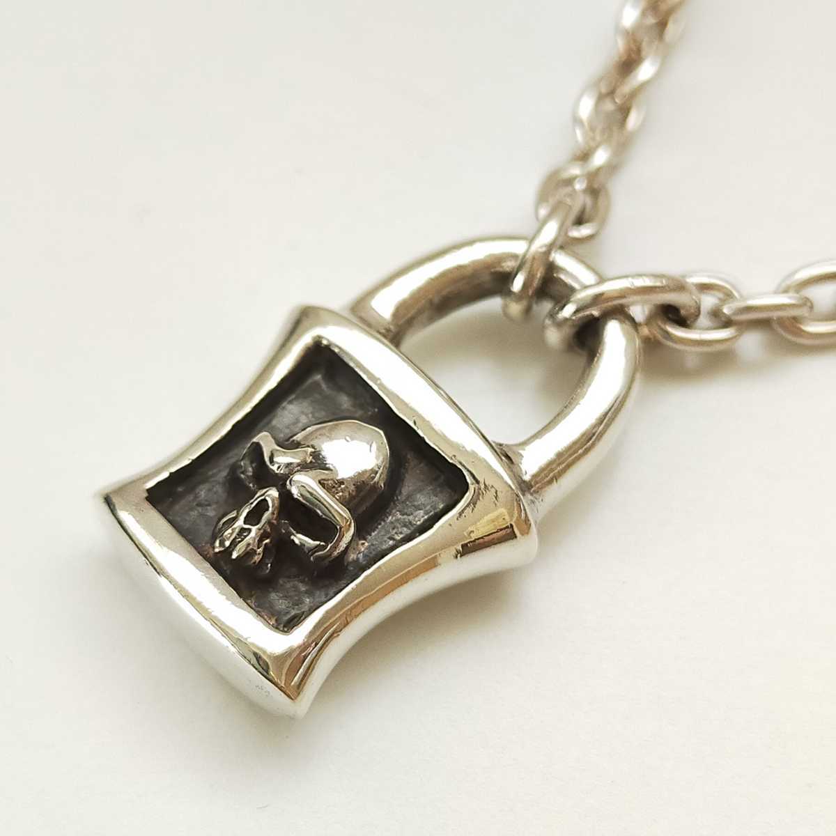 THIRTEENDESIGNS サーティーンデザインズ SHAPED LOCK SKULL NECKLACE パドロック 南京錠 スカル ネックレス  silver925/シルバー925