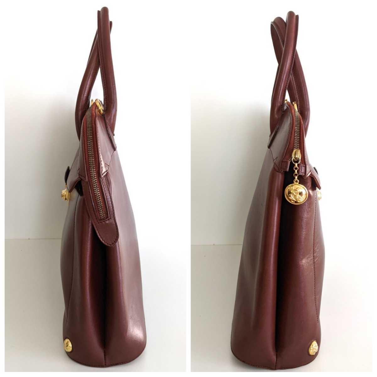 美品 Ferragamo フェラガモ ビンテージ 2way スタッズ レザー ショルダーバッグ トート ハンドバッグ 鞄 ブラウン 茶色 レディース メンズ 4